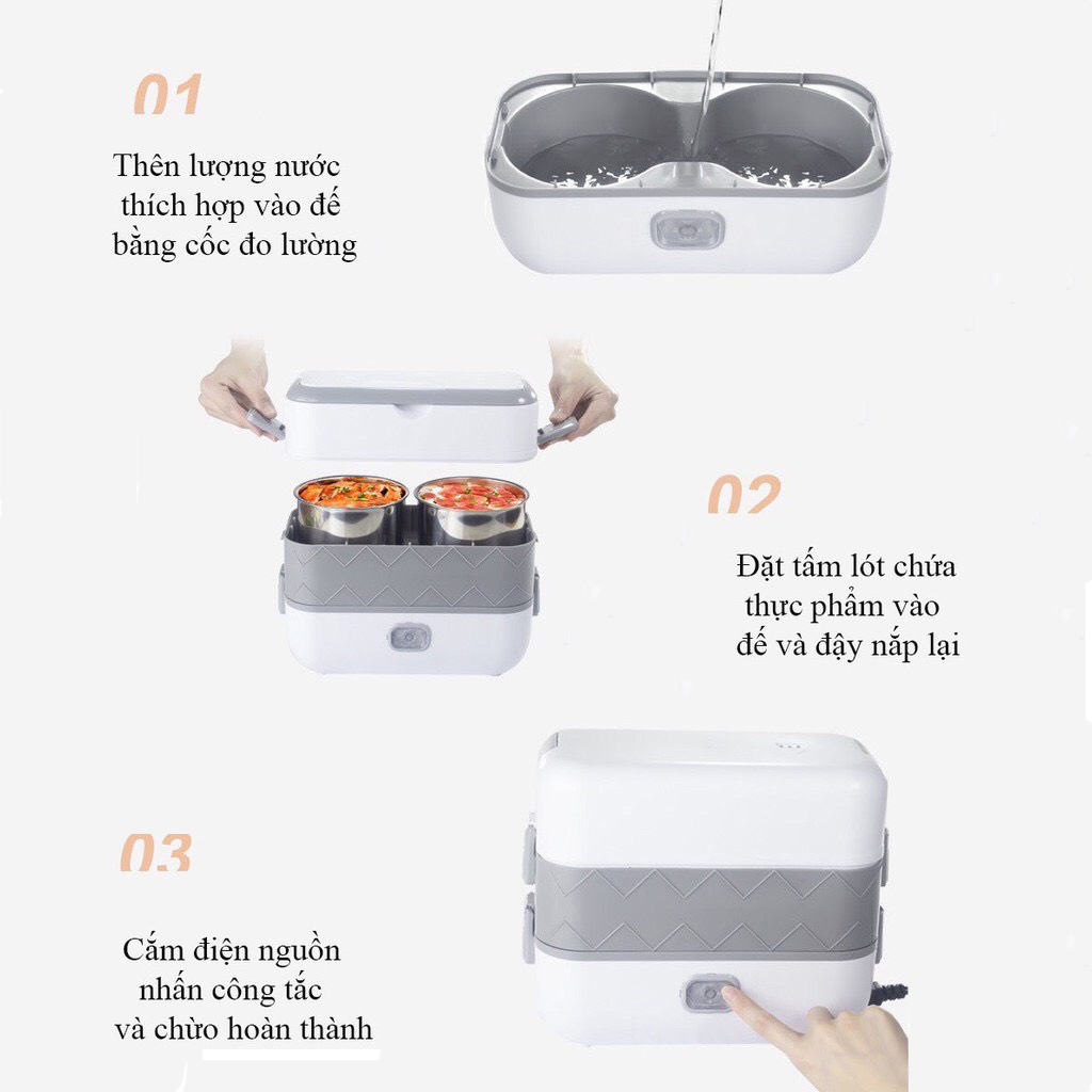 Hộp Cơm Cắm Điện Hâm Nóng Đồ Ăn 2 Tầng 4 Ngăn Inox 304 DFH-C02 Công Nghệ Gia Nhiệt Hiện Đại