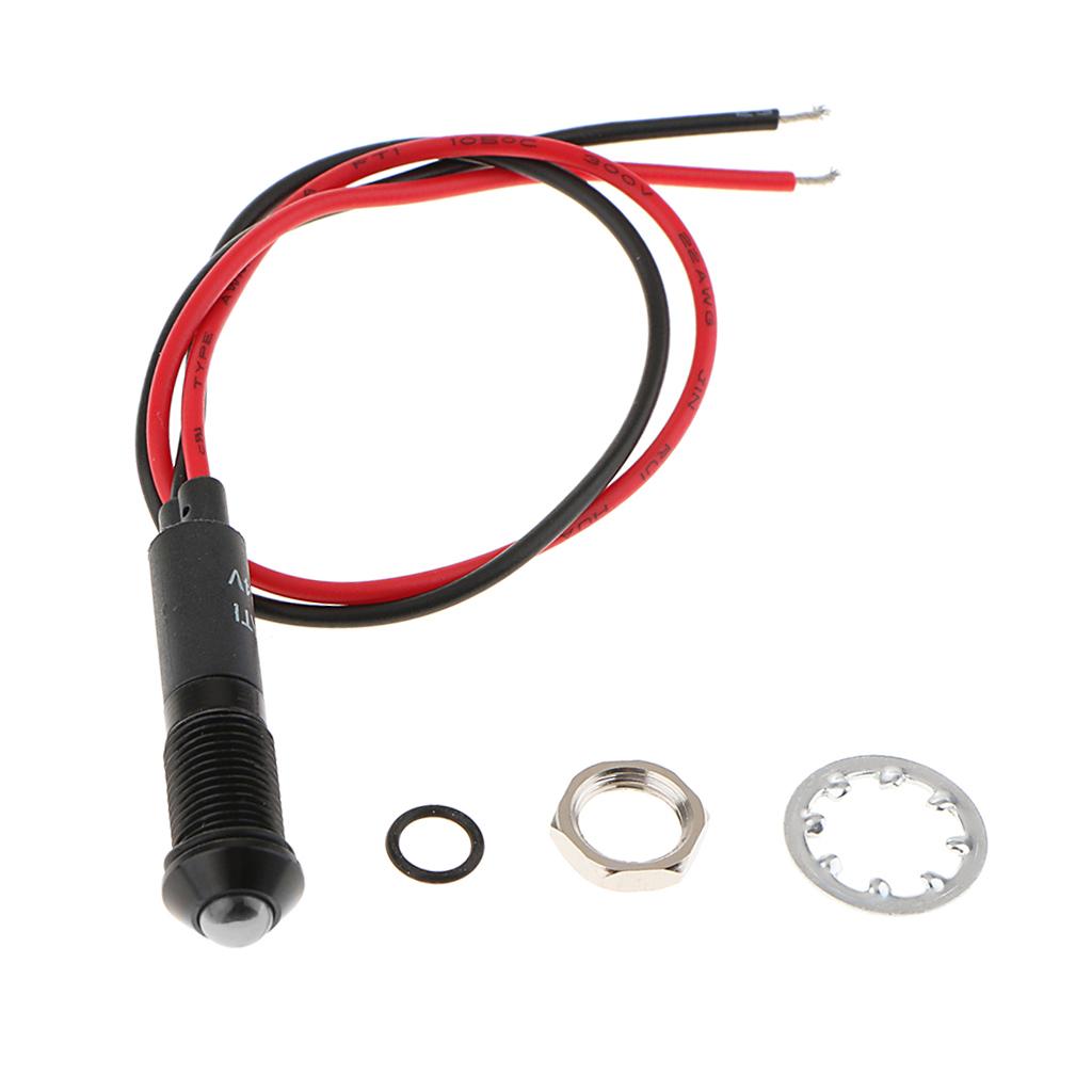8mm 24V Car Motorcycle Metal White LED Indicator Light Lamp &