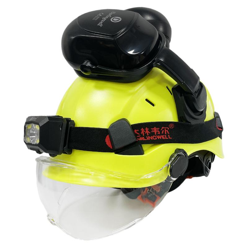 Mũ bảo hiểm an toàn xây dựng có kính Đèn LED CE EN397 Mũ cứng ABS Công việc trên cao ANSI Công việc bảo vệ công nghiệp vào ban đêm