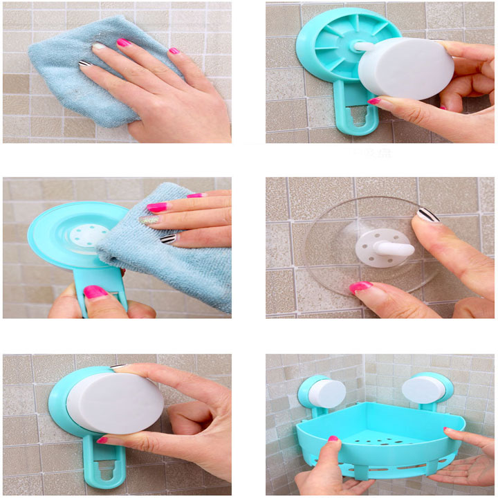 Kệ góc để đồ, vật dụng nhà tắm, nhà bếp hút chân không