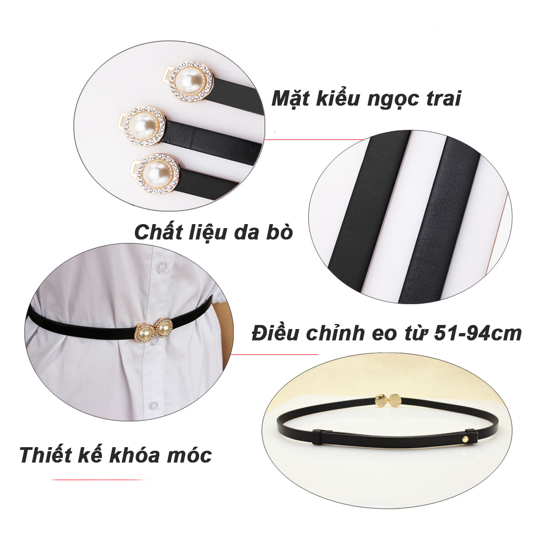 Đai váy thắt lưng nữ Nutushop kiểu dáng thời trang cá tính chất liệu da thật bản nhỏ hàng cao cấp NT288
