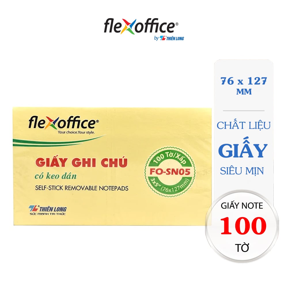 Bộ 5 Giấy ghi chú Flexoffice 3x5 FO-SN05