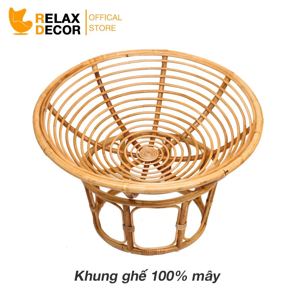 Ghế Papasan Relax Decor Mây Tự Nhiên 100% Đường Kính 100cm Ngồi Đọc Sách Thư Giãn Hàng Chính Hãng Bảo Hành 12 Tháng