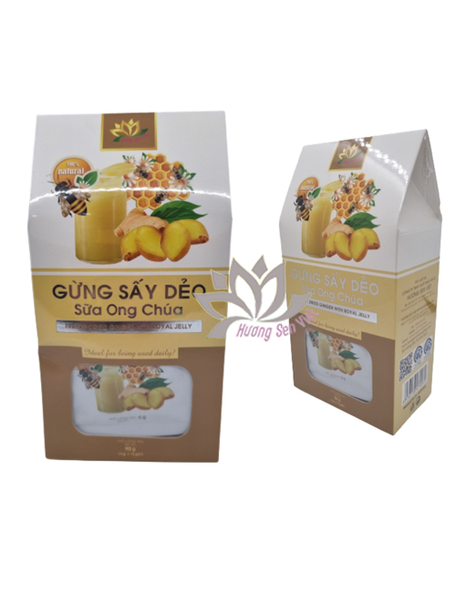 GỪNG SẤY DẺO SỮA ONG CHÚA HỘP 90G - HƯƠNG SEN VIỆT