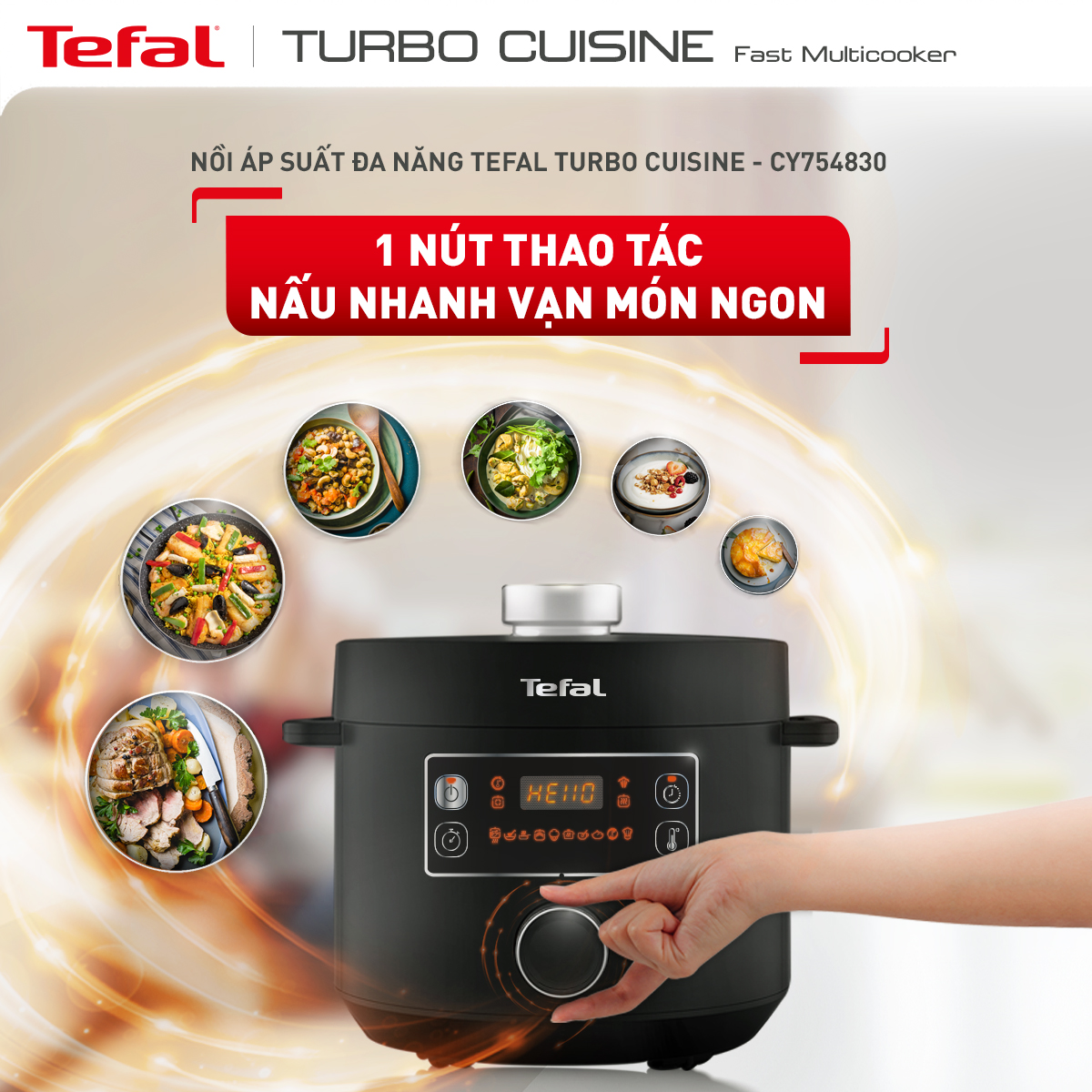 Nồi áp suất điện đa năng Tefal Turbo Cuisine 5L CY754830 - Hàng chính hãng