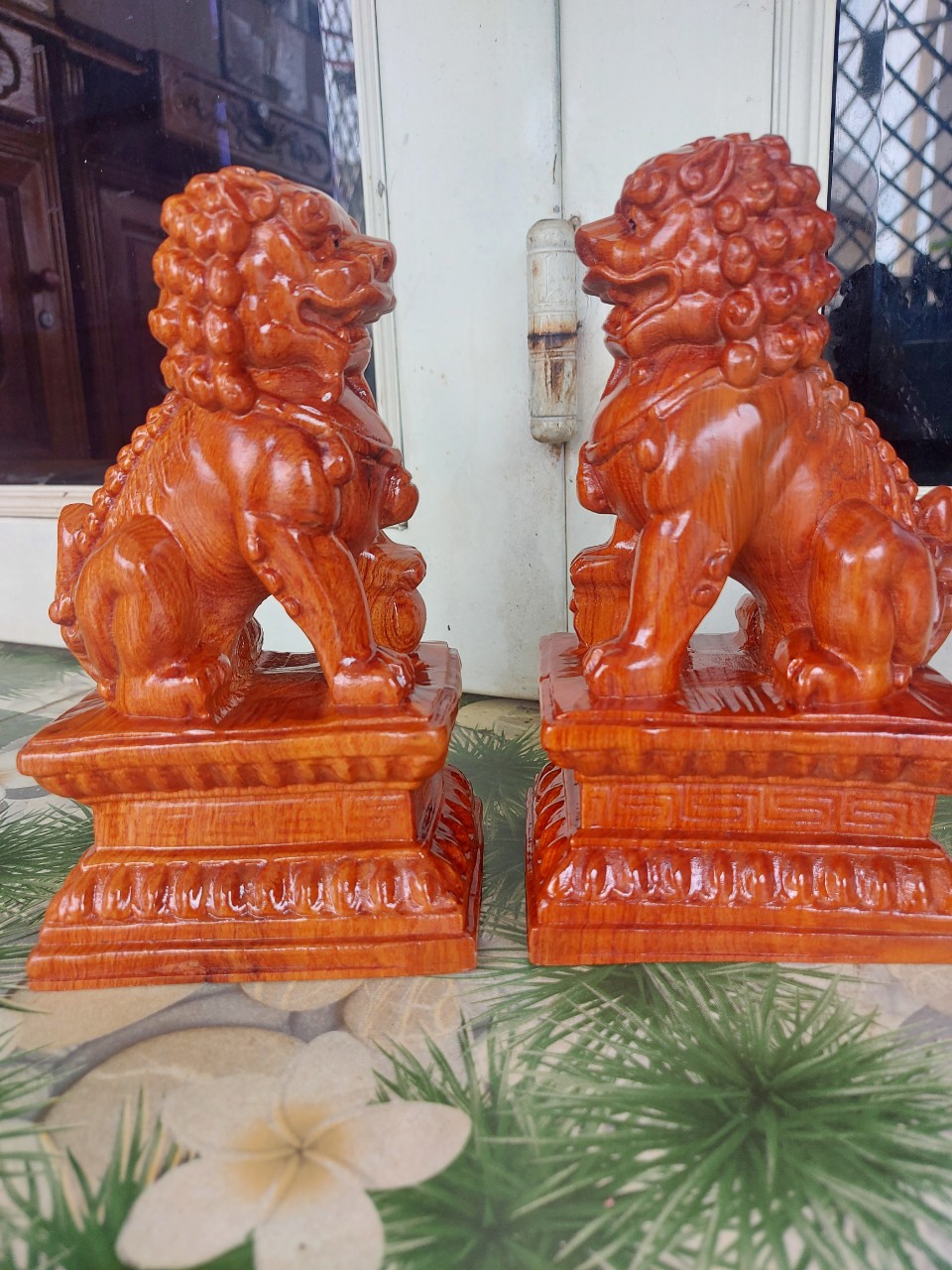 Cặp kỳ lân  phong thuỷ gỗ hương cao 30-40 cm