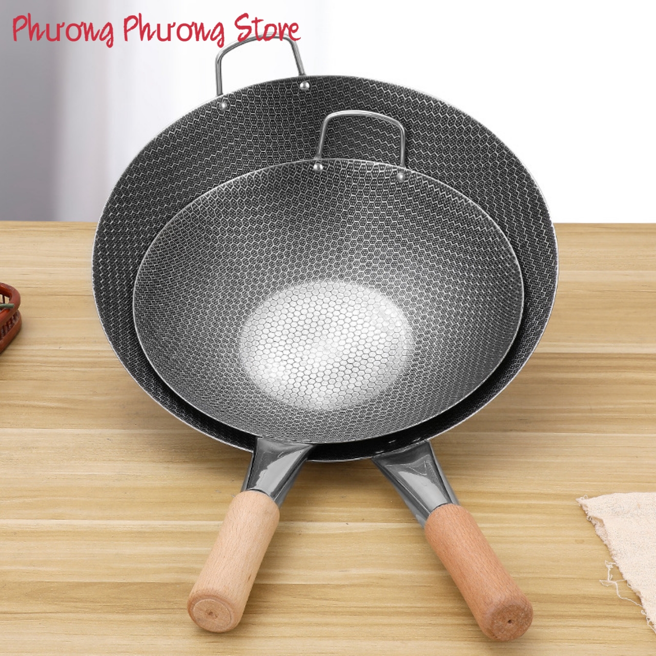 CHẢO QUAI INOX 304 CAO CẤP HÀNG DẦY BỀ MẶT NHÁM TỔ ONG CHỐNG DÍNH TUYỆT ĐỐI