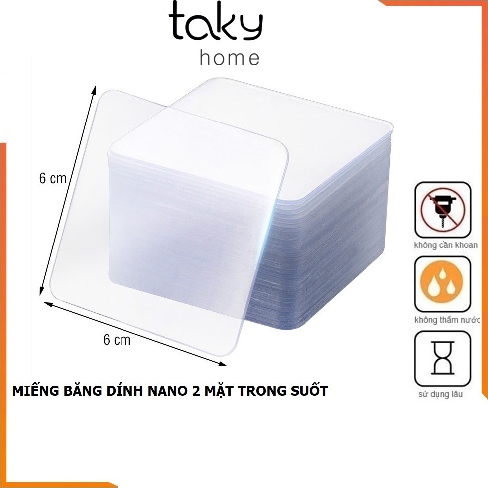 Miếng Dán 3M Siêu Dính, Băng Keo 2 Mặt Dán Tường Tiện Lợi, Trong Suốt, Đa Năng 6x6cm, Dễ Dàng Sử Dụng Trong Gia Đình - TakyHome 6000