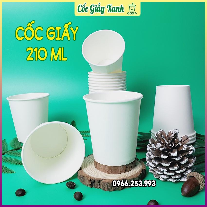 50 CỐC GIẤY XANH 210ml Size Nhỏ Dùng 1 Lần Uống Nước Cứng Cáp, Kín Kẽ