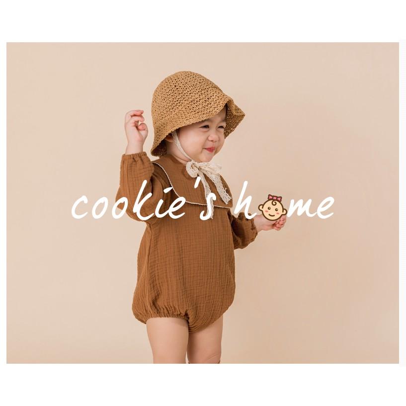 Set áo liền quần cotton cho bé gái sơ sinh phong cách hàn quốc quần áo dài tay cho bé gái hoạ tiết thêu chú sóc