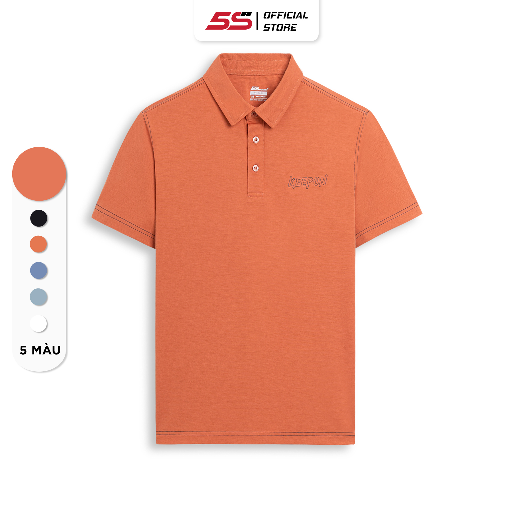 Áo Polo Nam 5S KEEP ON, Chất Viscose Siêu Mát, Mềm Mượt, Phom REGULARFIT Thoải Mái, Thiết Kế Trẻ Trung APC23020 - 00APC23020CAD - M