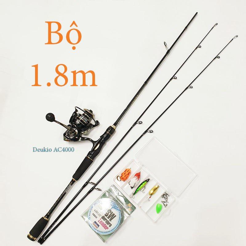 Bộ cần câu lure carbon 2 ngọn máy đứng FVLAD + máy kim loại AC4000 1.8m - 2.1m - 2.4m. mã BCM17- Đứng