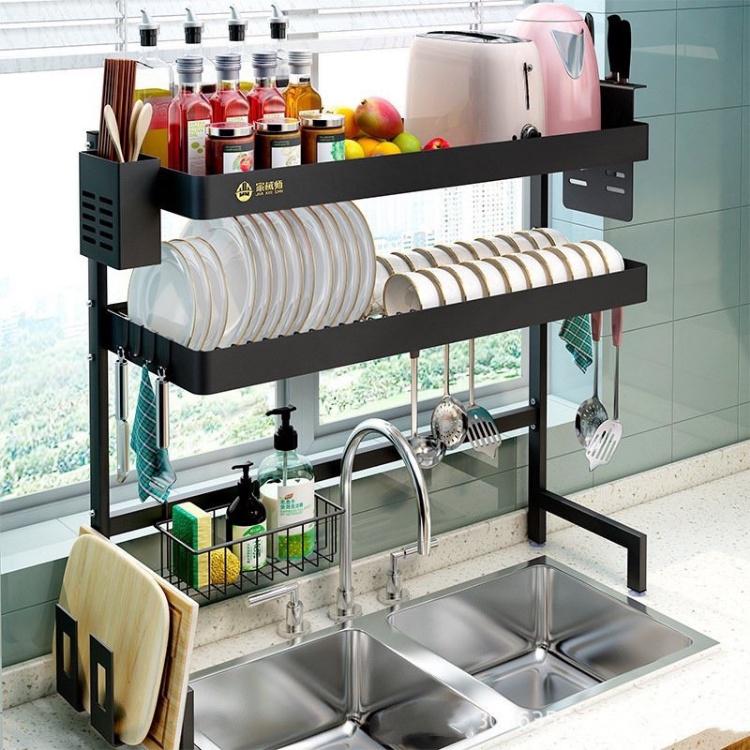 Kệ Để Chén Đĩa Thông Minh Trên Bồn Rửa Bát Sơn Đen Tĩnh Điện Cao Cấp_Nutosan