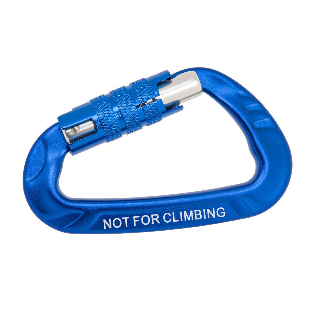 12KN D Shape Carabiner Screw Locking Clip Hooks Keychain Camping Royal Blue