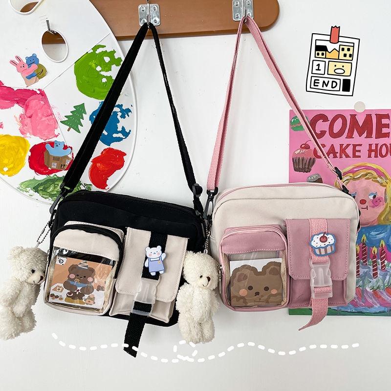 Túi đeo chéo nữ đi chơi phong cách Hàn Quốc chất liệu vải canvas