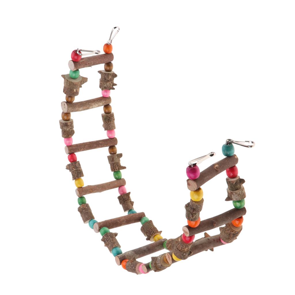 Pet Bird Parrot Toy Wooden Ladder Bridge Swings Hanging Ladders 80cm
