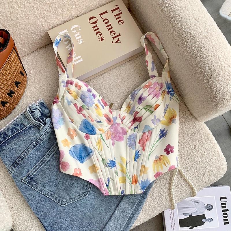 ÁO HAI DÂY CORSET HOẠ TIẾT HOA SEXY