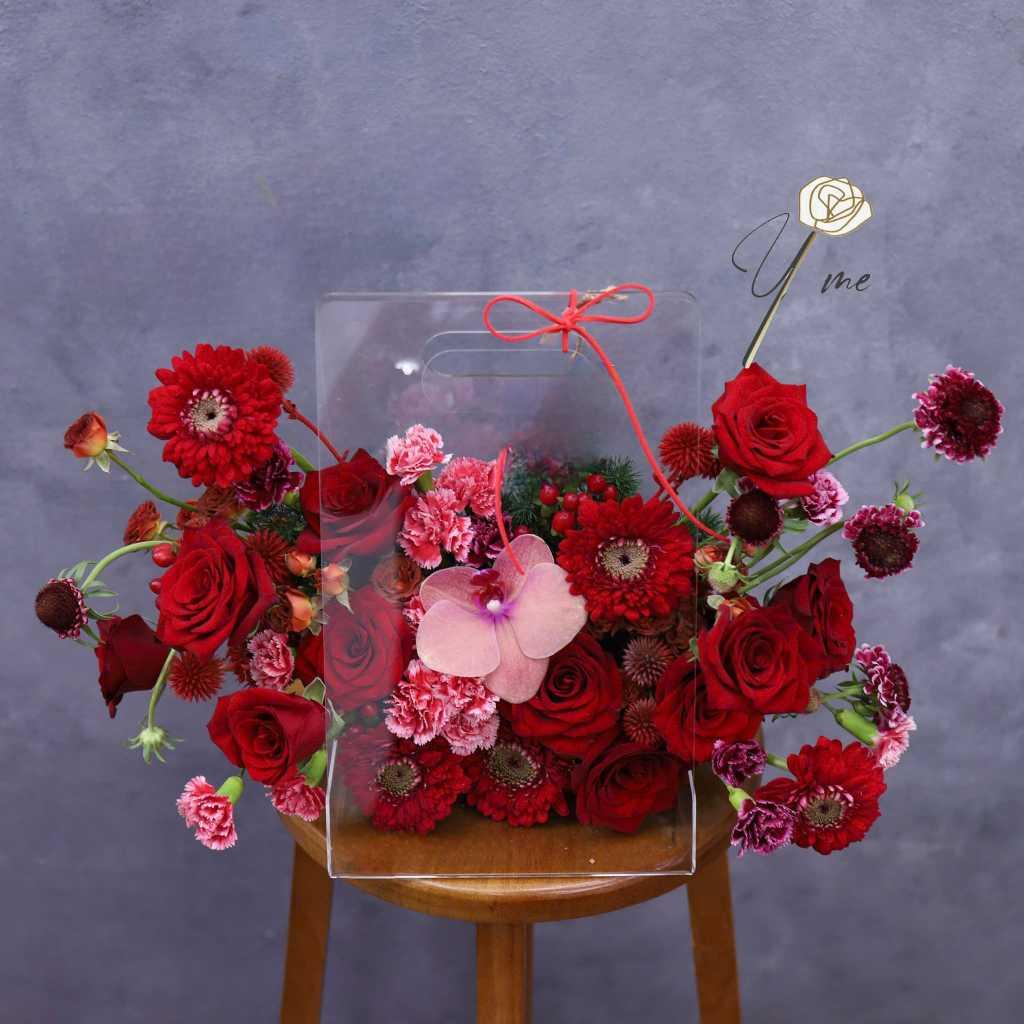 Acrylic Giỏ Hoa Mica Trong Suốt - Giỏ Hoa Vali Mica - Giỏ Đựng Quà Bằng Mica-Giỏ Đựng Hoa, Sen Đá Trong Suốt