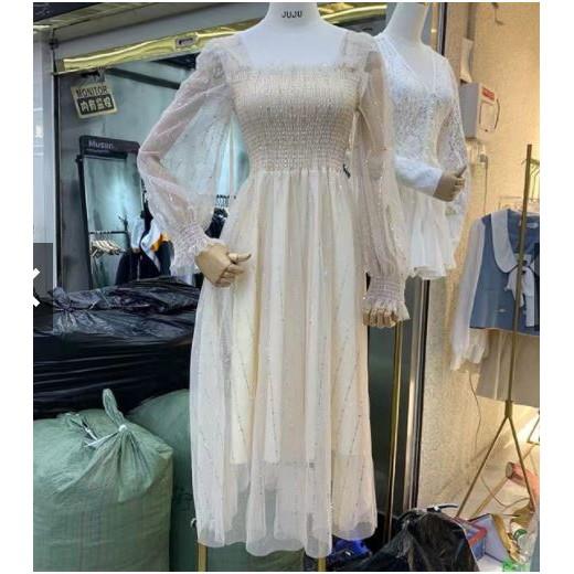 Đầm Ulzzang kim tuyến thắt nơ