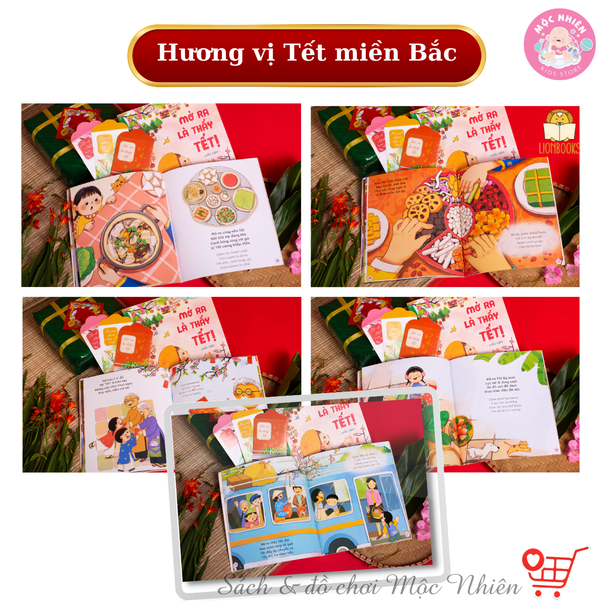 Sách Tết 2023 - Set Mở ra là thấy Tết kèm quà tặng cho bé - Lionbooks Mộc Nhiên