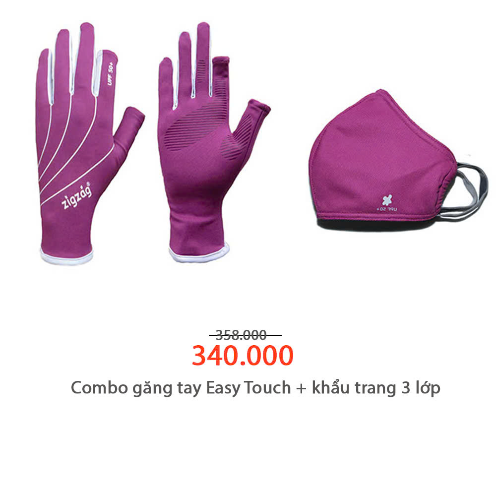 Combo găng tay hở ngón + khẩu trang nhỏ 3 lớp chống nắng UPF50