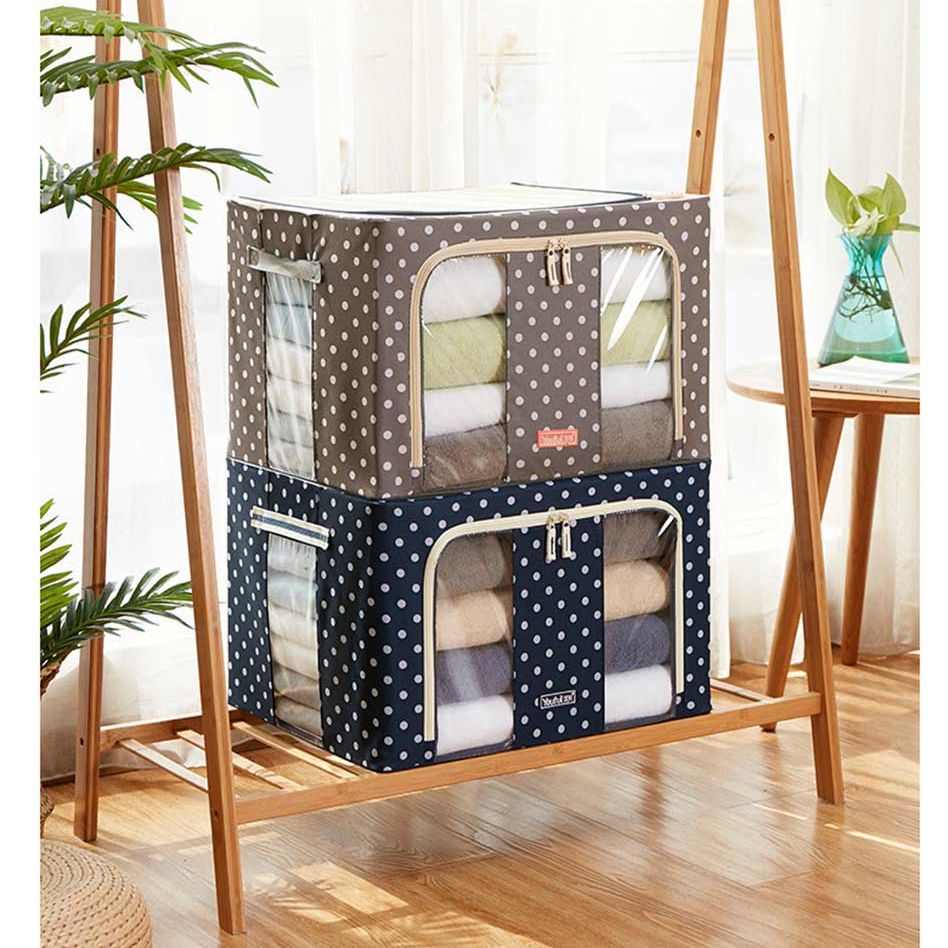 Túi vải đựng quần áo, chăn mền 66L, 100L Cao Cấp khung thép chịu lực - Hộp vải đựng đồ cao cấp đa năng - Hàng chính hãng