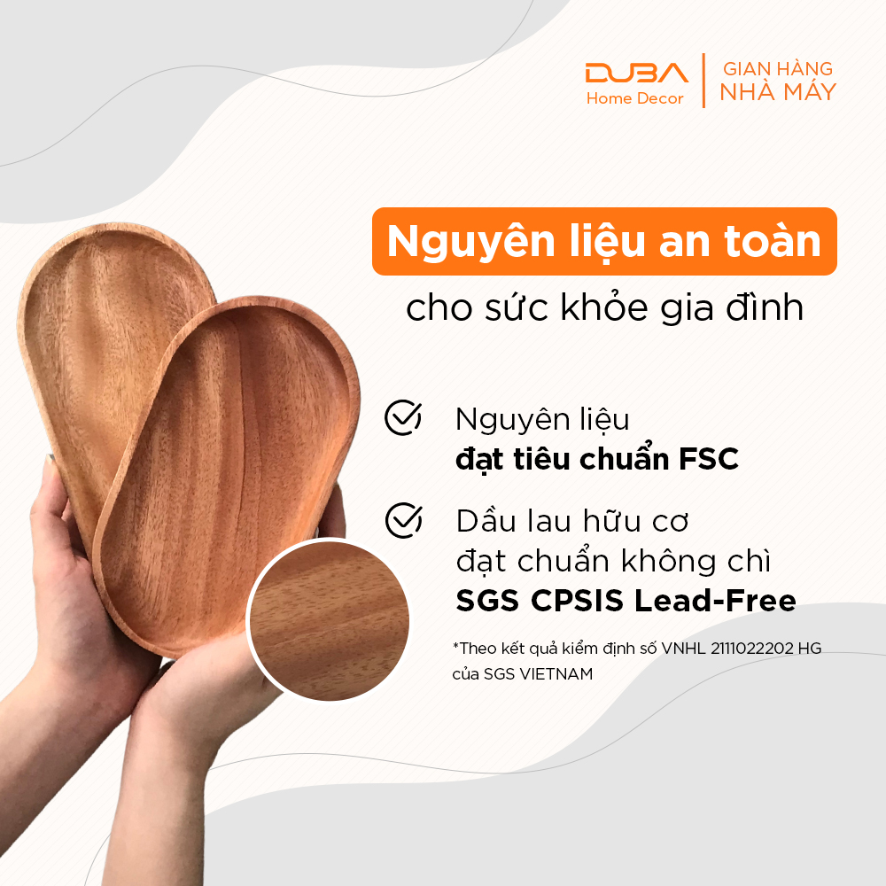 Khay gỗ xà cừ decor, thớt gỗ trang trí hình oval màu tự nhiên đạt chuẩn xuất khẩu - DUBA