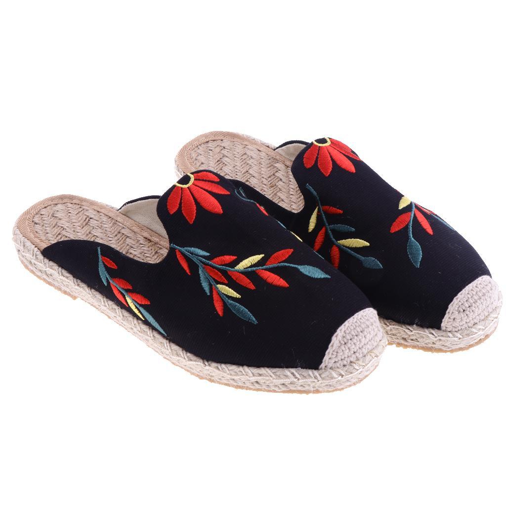Lady Womens Flat Espadrilles Mule Slipper Shoes Espadrille Slide Slippers Causal Slipper