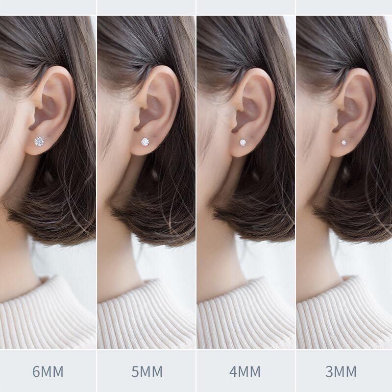 khuyên tai nụ đá bạc s925 đơn giản dành cho cả nam và nữ cá tính