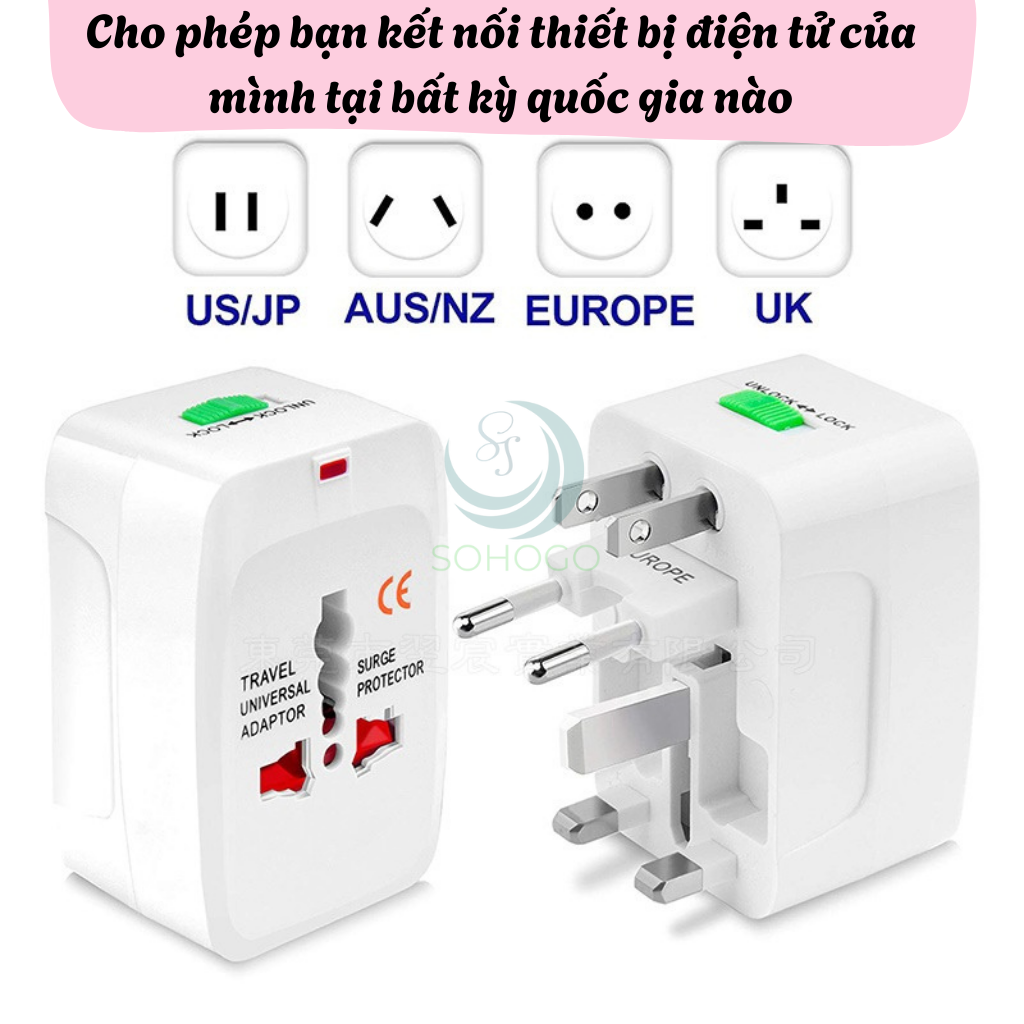 Bộ Chuyển Đổi Ổ Cắm Đa Năng Du Lịch 4 Trong 1 -Adapter Du Lịch Quốc Tế Có USB & Type-C -Ổ Cắm Điện Đa Chuẩn Quốc Tế Có Bảo Vệ Dòng Điện- Hàng nhập khẩu