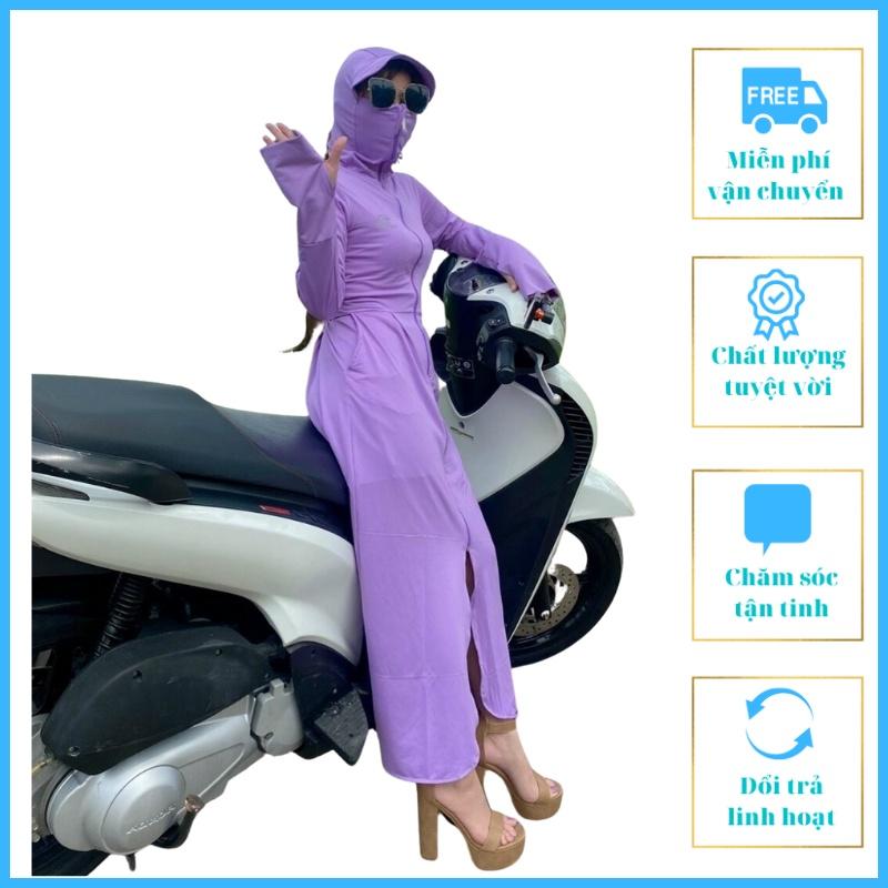 Áo Chống Nắng Nữ Dáng Dài Liền Thân 2 L ớp Áo Chống Nắng Màu Tím 19