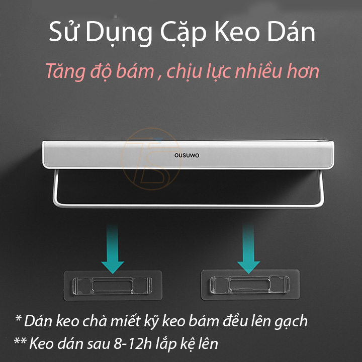 Kệ Dán Tường Để Đồ Ousuwo Có Giá Treo Khăn Trong Nhà Tắm, Nhà Bếp