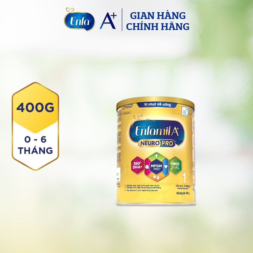 Sữa bột Enfamil A+ NeuroPro 1 với 2’-FL HMO cho trẻ từ 0 – 6 tháng tuổi– 400g