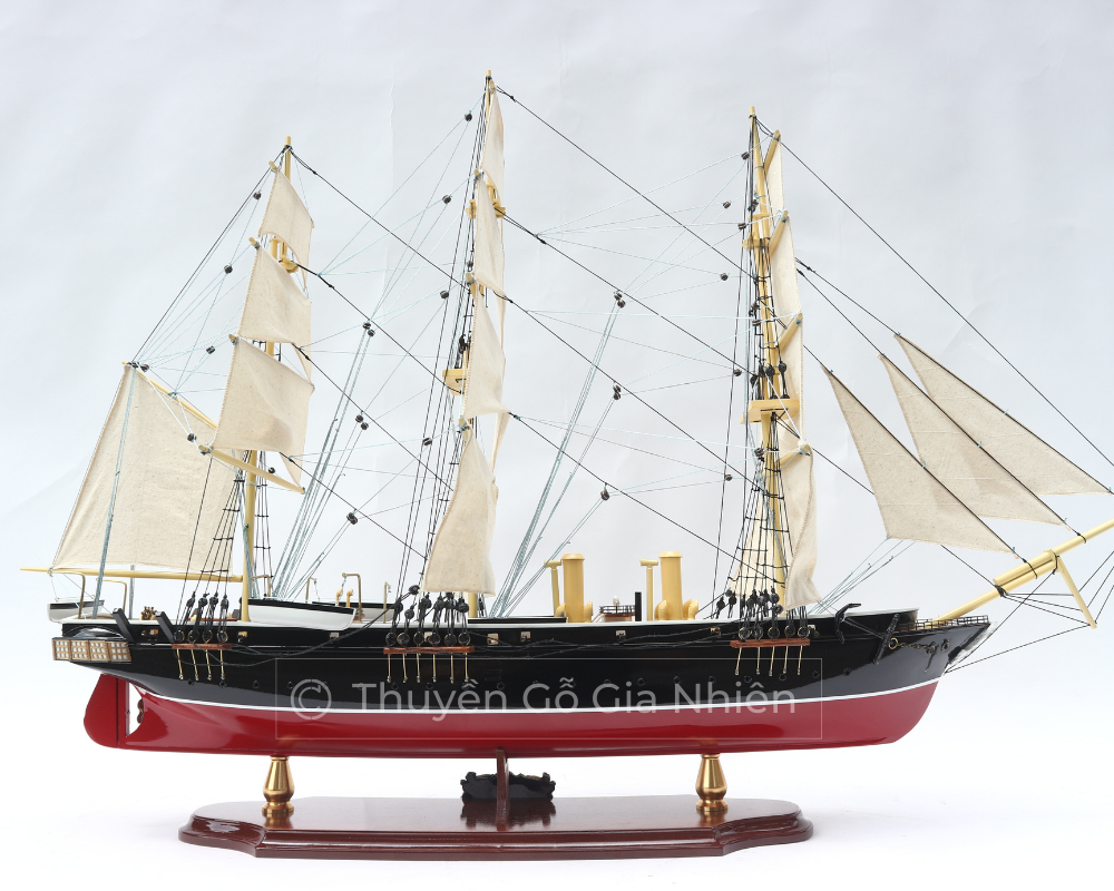 Mô Hình Thuyền Gỗ Phong Thủy Dạng Thuyền Cổ HMS WARRIOR Chính Hãng Hàng Xuất Khẩu Chất Lượng Cao