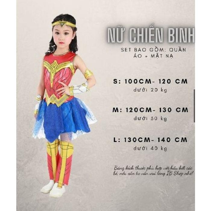 Quần áo Hoá Trang cho bé gái Siêu Nhân nữ, Nữ thần chiến binh Wonder Woman