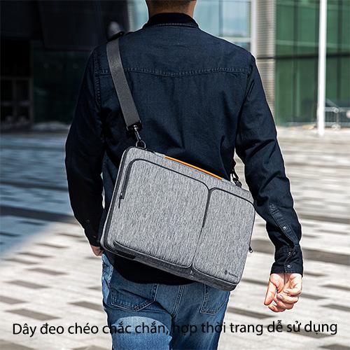 TÚI ĐEO TOMTOC (USA) VERSATILE 360* SHOULDER BAGS CHO MACBOOK PRO 15″/16″ GRAY bảo vệ chống va đập