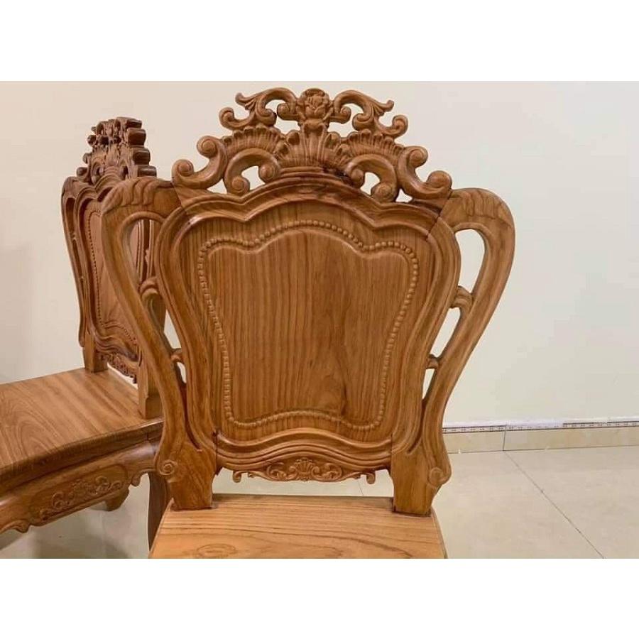 Bộ bàn ghế ăn gỗ gõ đỏ bàn tròn