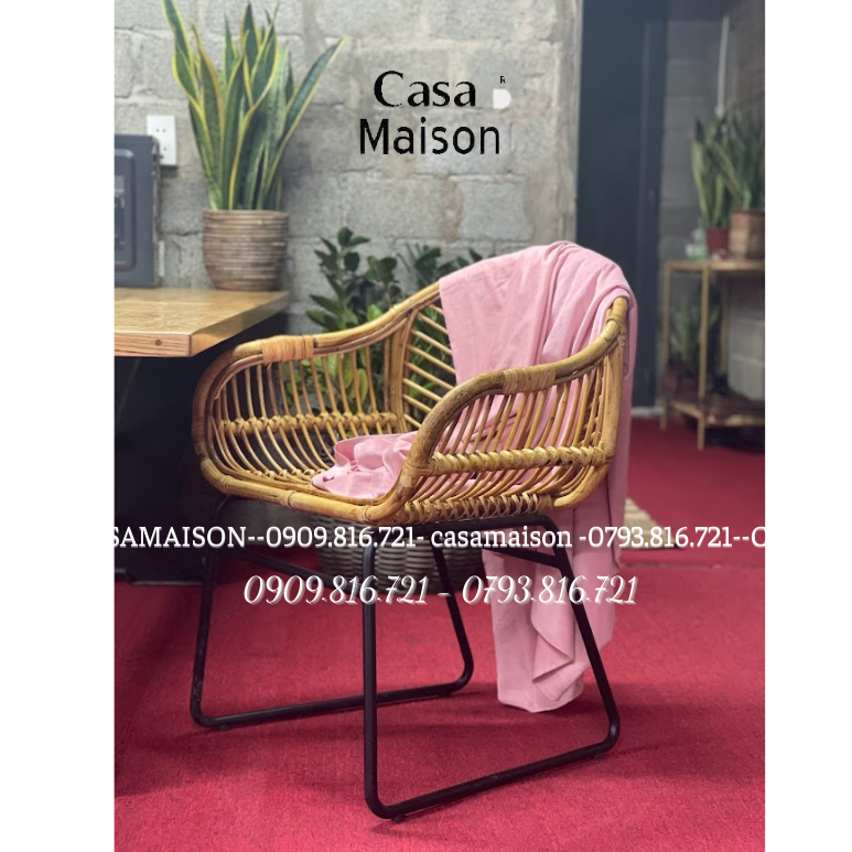 Ghế Mây Chân Sắt Vuông 2021- Rattan Chair With Iron Leg- CH0101