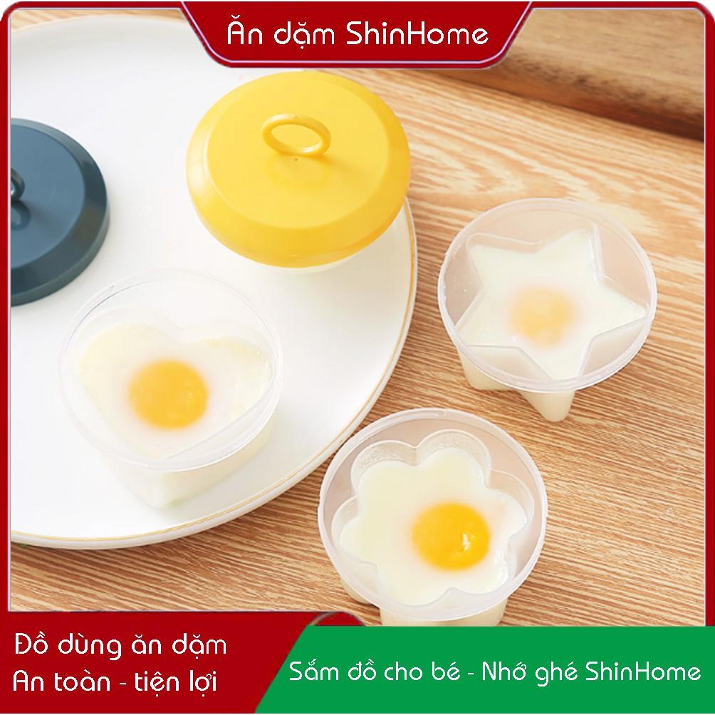 Set 4 khuôn hấp trứng, tạo hình làm bánh (kèm chổi quét dầu) - nhiều màu, nắp nhấn