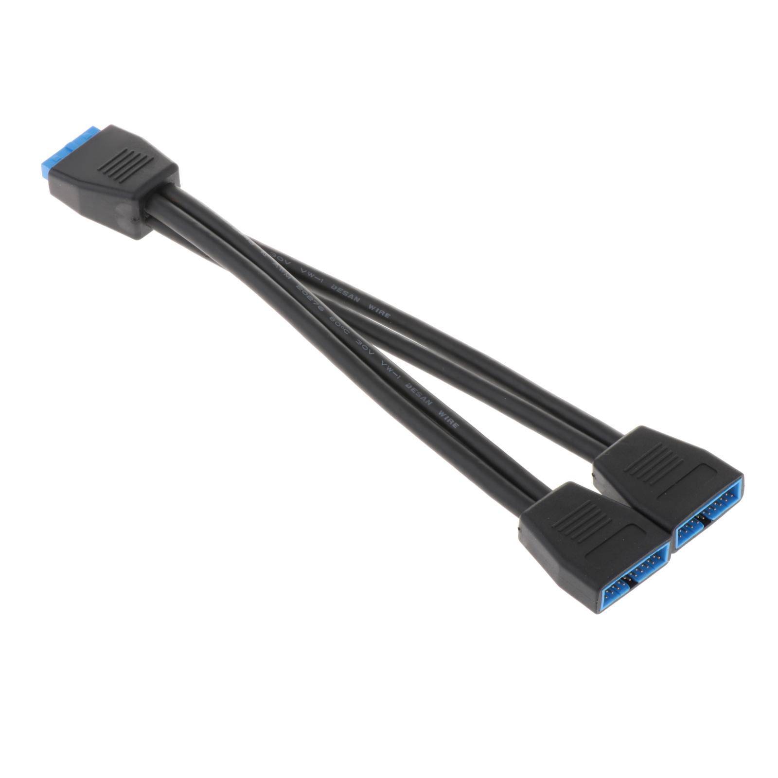 19 Pin USB Header Male 1 to 2 Female USB Cable Connector for Motherboard