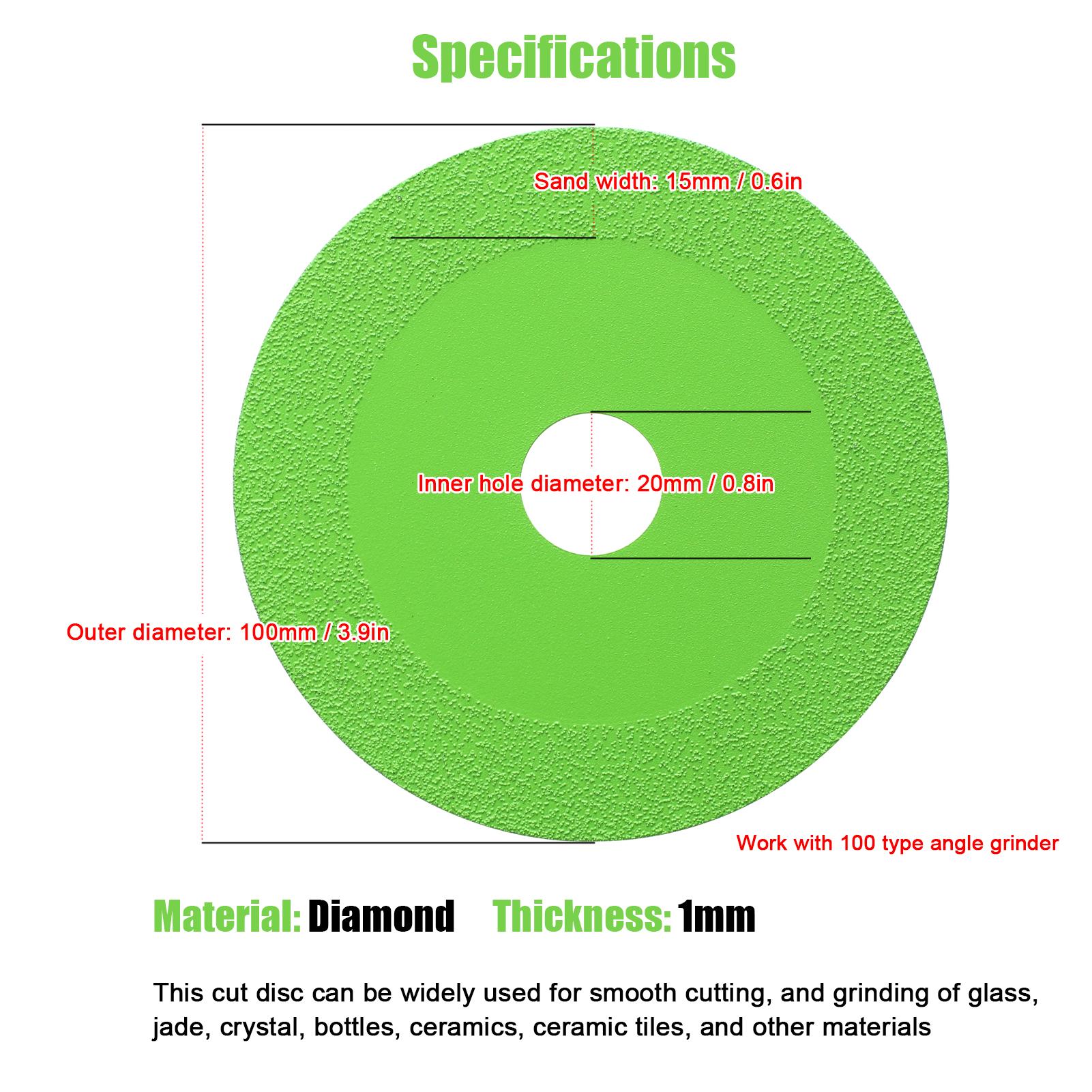 Đĩa cắt thủy tinh đa chức năng 100mm Mài gốm Đĩa cắt mỏng Đĩa cắt kim cương Gạch gốm Chai mài Đĩa cắt cho máy mài góc 100 loại