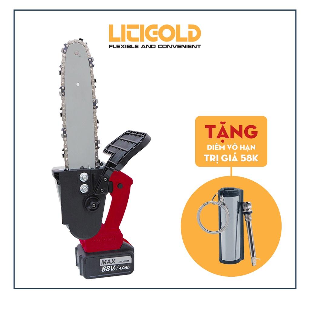 Máy Cưa Xích Cầm Tay Dùng Pin Lam Xích 12 Inch - Pin 10 Cell Dung Lương Lớn