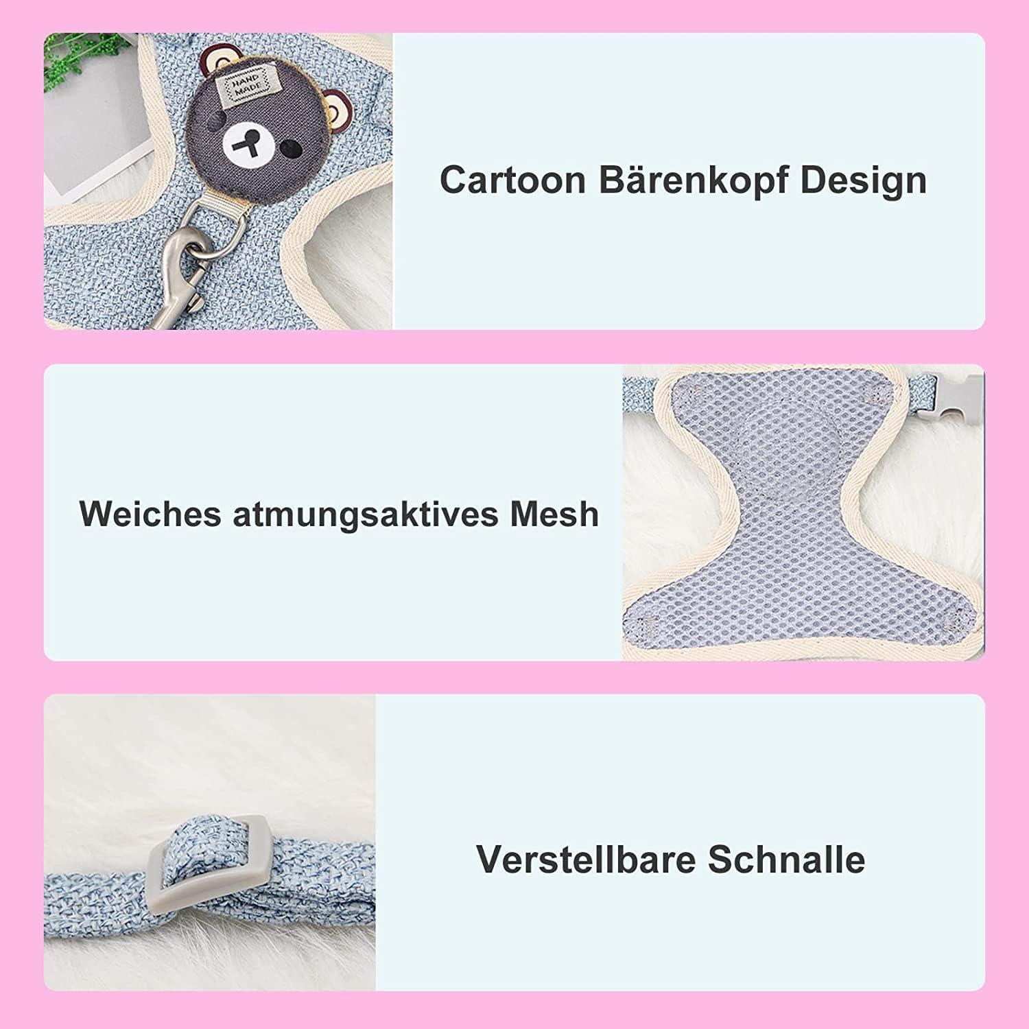 Dây nịt áo vest thoáng khí, dây nịt ngực dạng lưới có dây xích cho mèo, thỏ, chó nhỏ, dây nịt mềm có thể điều chỉnh, dây nịt nhẹ cho mèo, dây nịt cho chó con