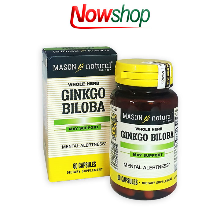 Viên uống bổ não Mason Natural Ginkgo Biloba 125mg hỗ trợ tăng cường trí nhớ tăng tuần hoàn máu