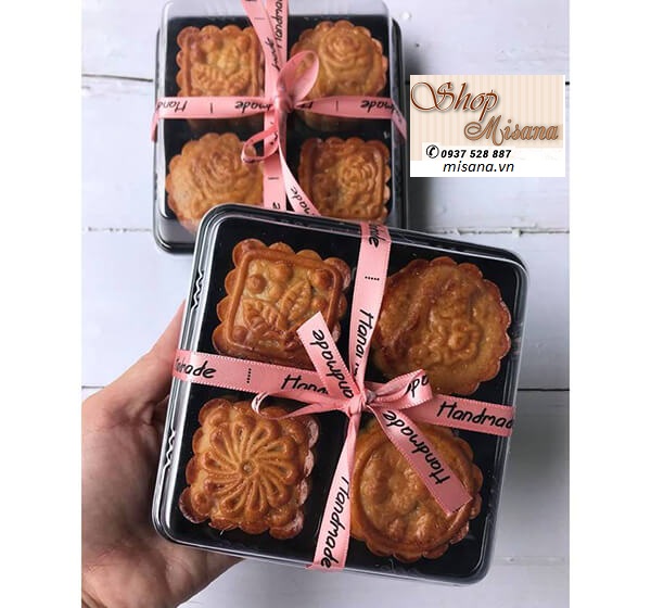 Hộp nhựa trung thu 4 bánh FG134, đựng bánh mochi KT: 12x12x5