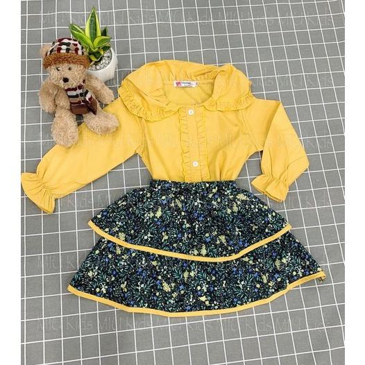 Set váy áo thô hoa nhí tiểu thư cho bé gái