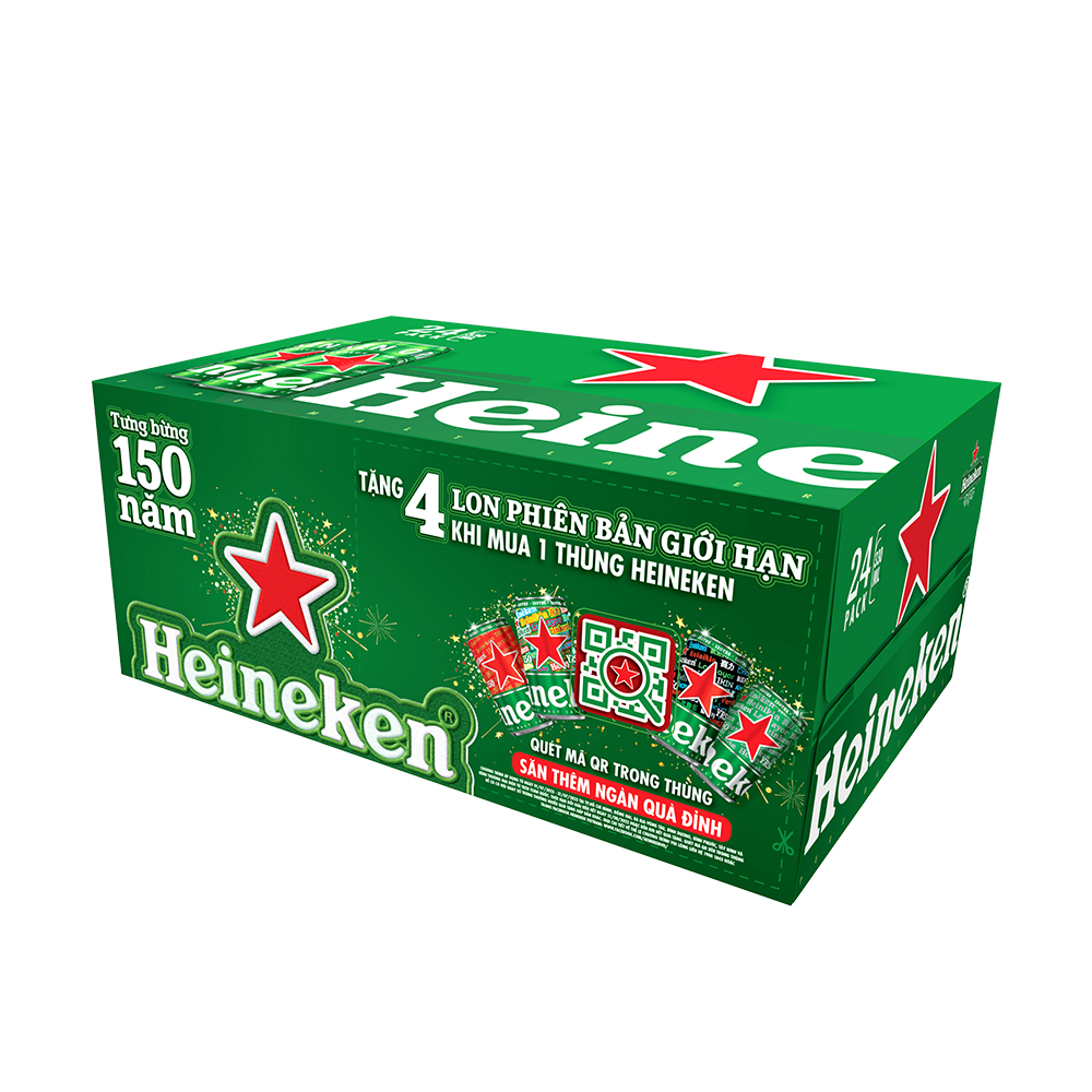 Thùng 24 Lon Bia Heineken 330ml/Lon kèm Lốc 4 Lon Heineken Phiên Bản Giới Hạn