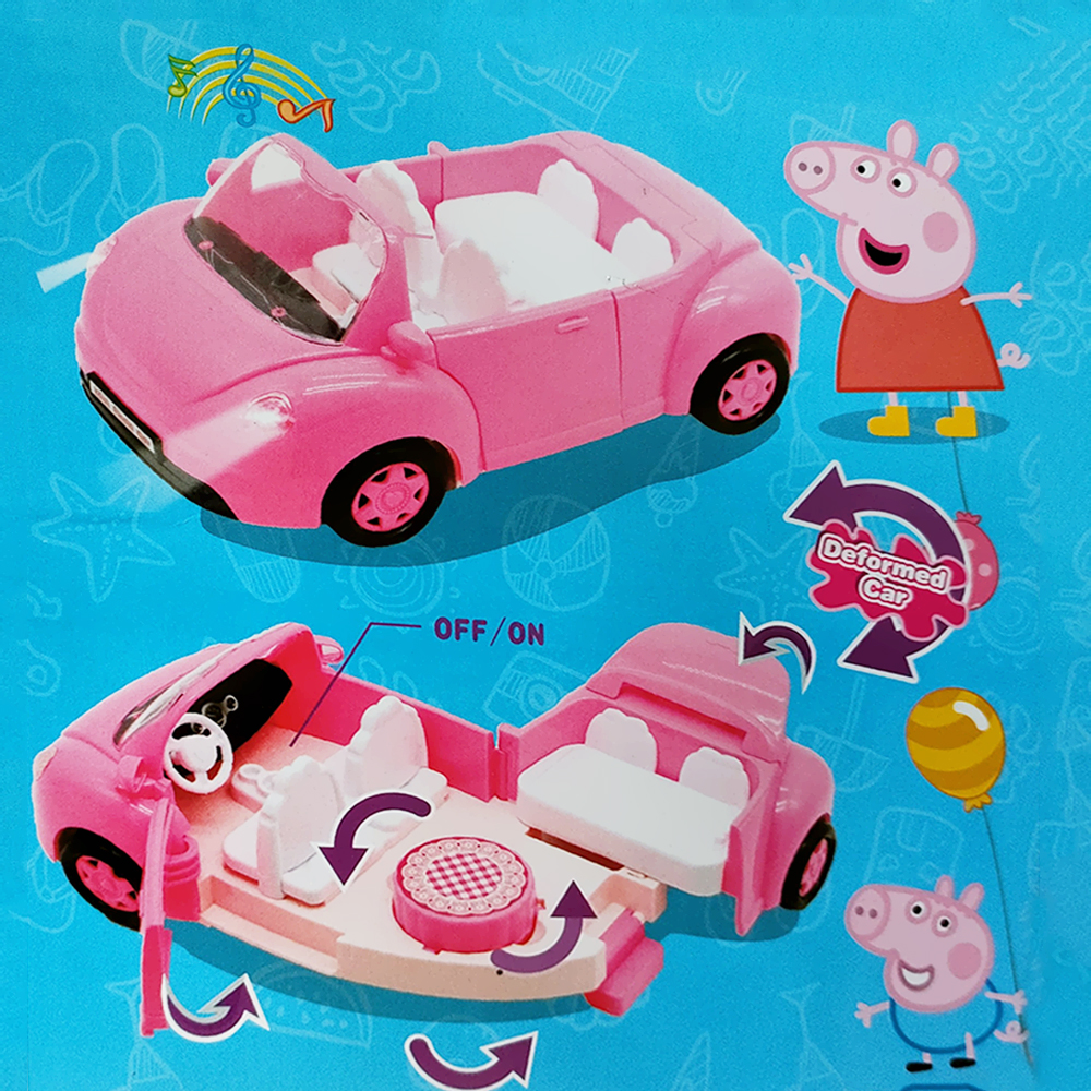 Hộp đồ chơi gia đình heo Peppa xe dã ngoại biến hình quầy bánh
