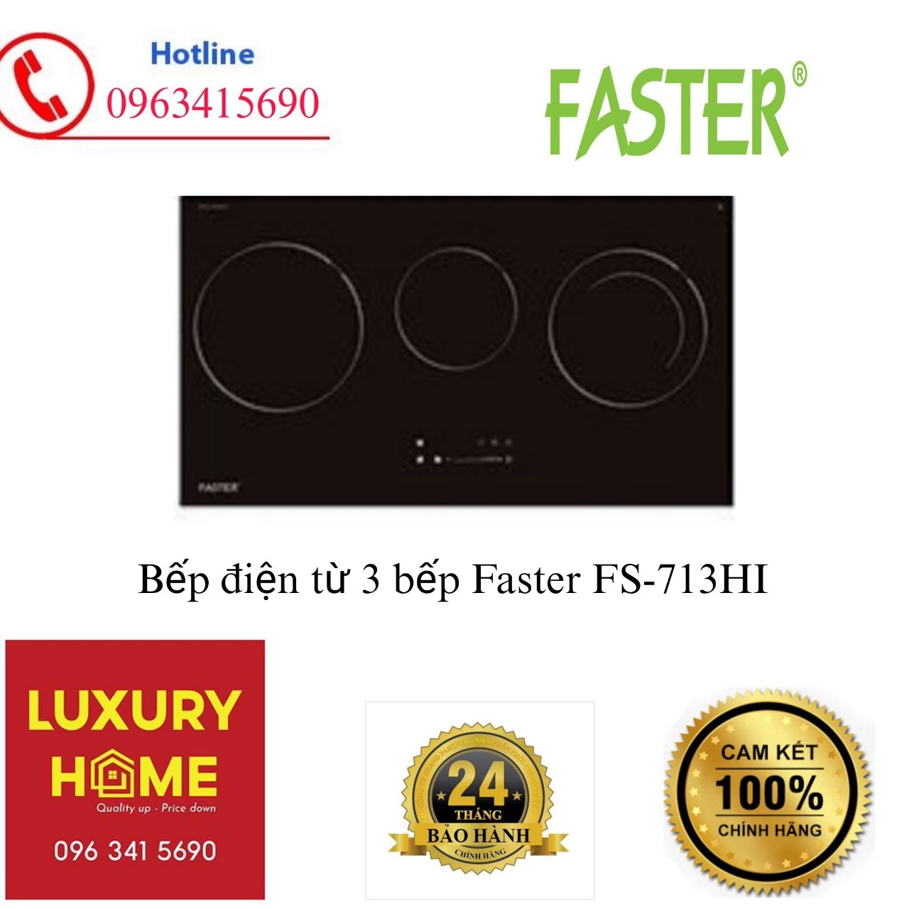 Bếp điện từ 3 bếp Faster FS-713HI- Hàng chính hãng