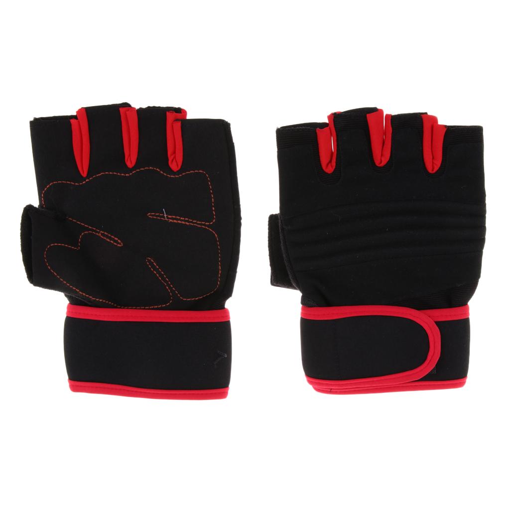 Half Finger Breathable Anti-Slip Climbing Cycling Fishing Gloves Red
